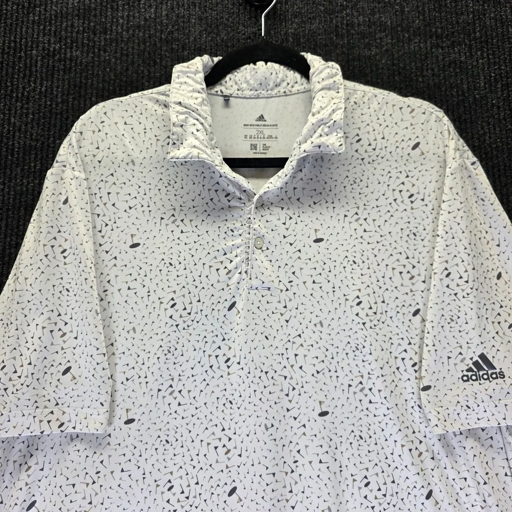 Adidas Golf Polo Shirt Flag Parley Ocean Plastic High Stretch White Mens 2xl
